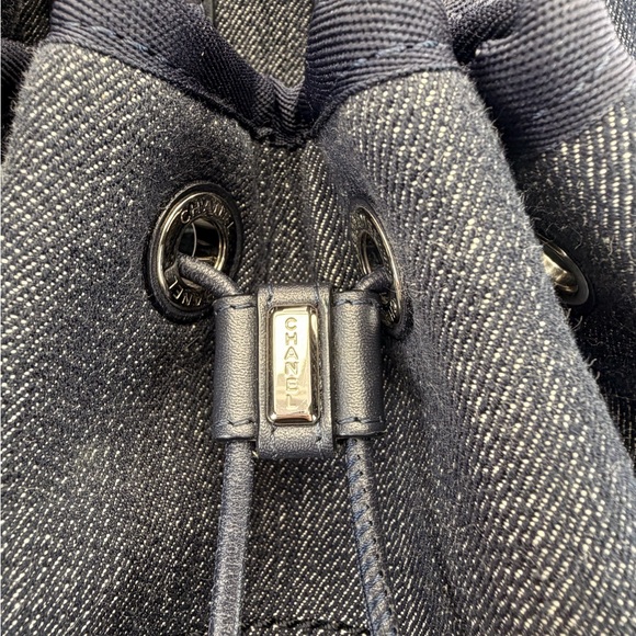 Chanel Deauville Large Navy Denim Canvas Drawstring Backpack - Picture 8 of 15
